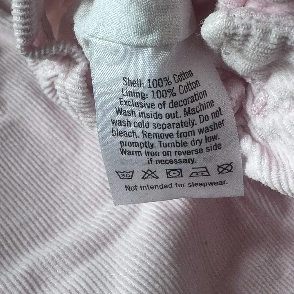Janie and Jack Baby Girl Pink Corduroy Bubble Romper 0-3 Months White Bow